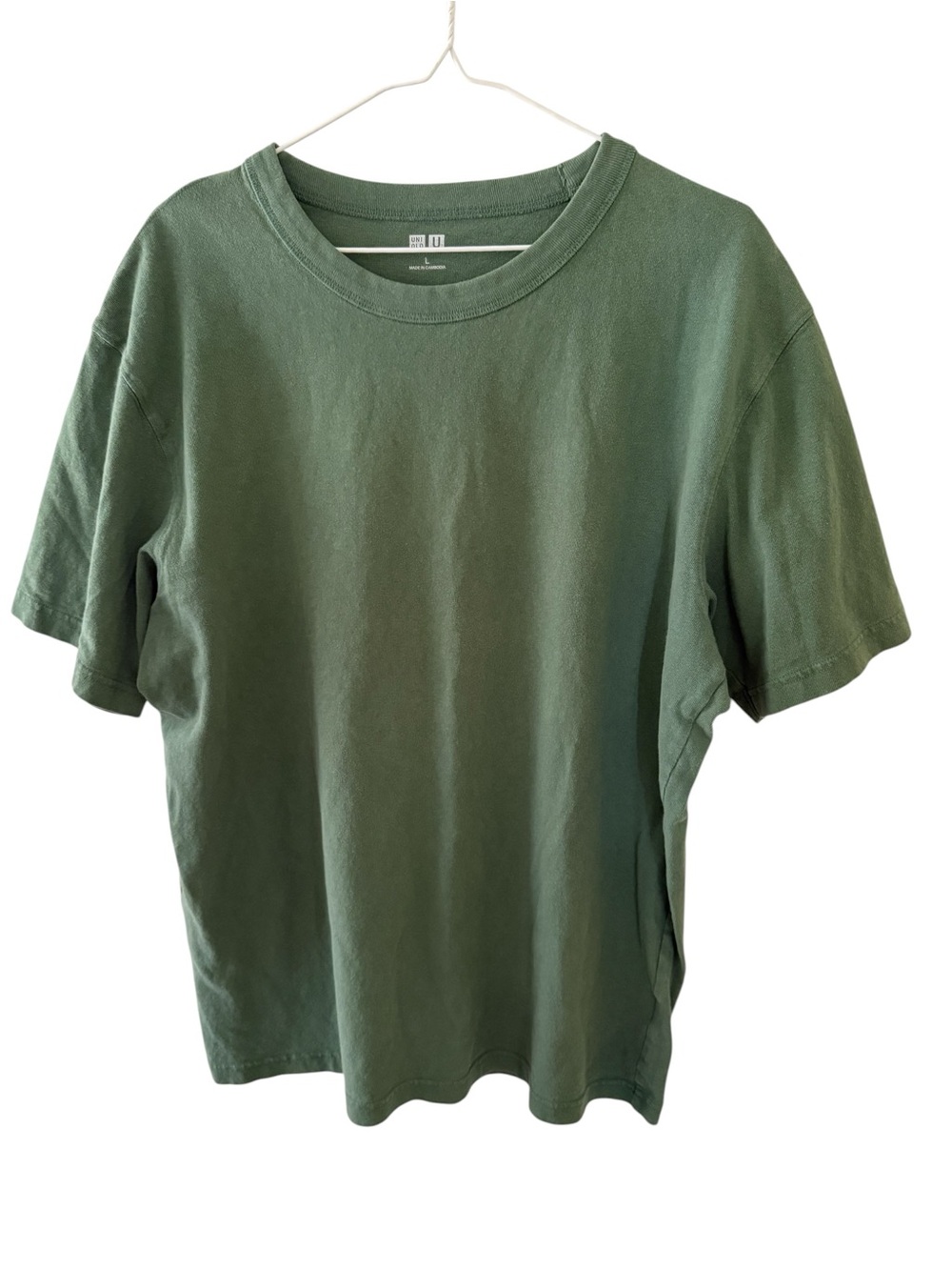 Uniqlo Men’s Olive Green Cotton Crewneck T-Shirt Size Large L
